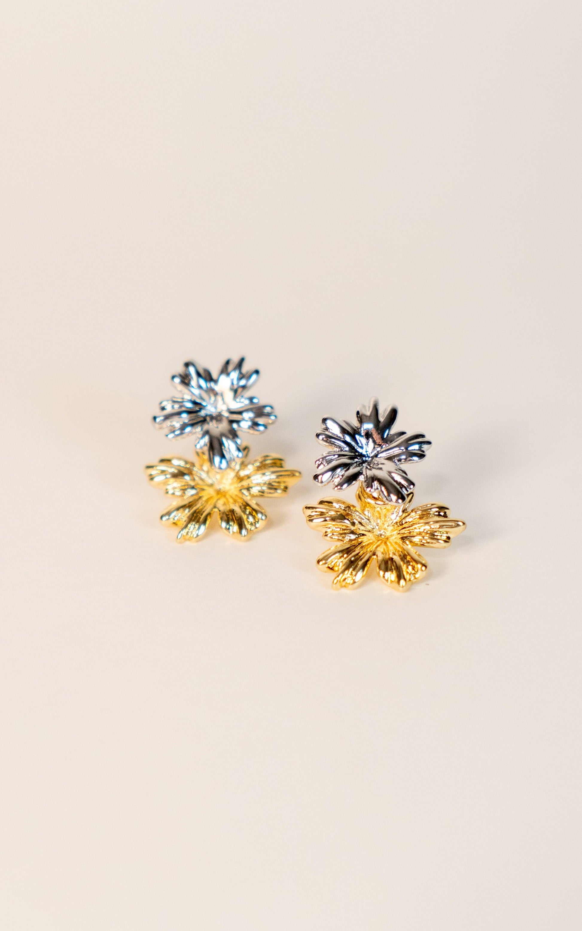 Double Flower Jacket Earrings - Elegance Ensemble