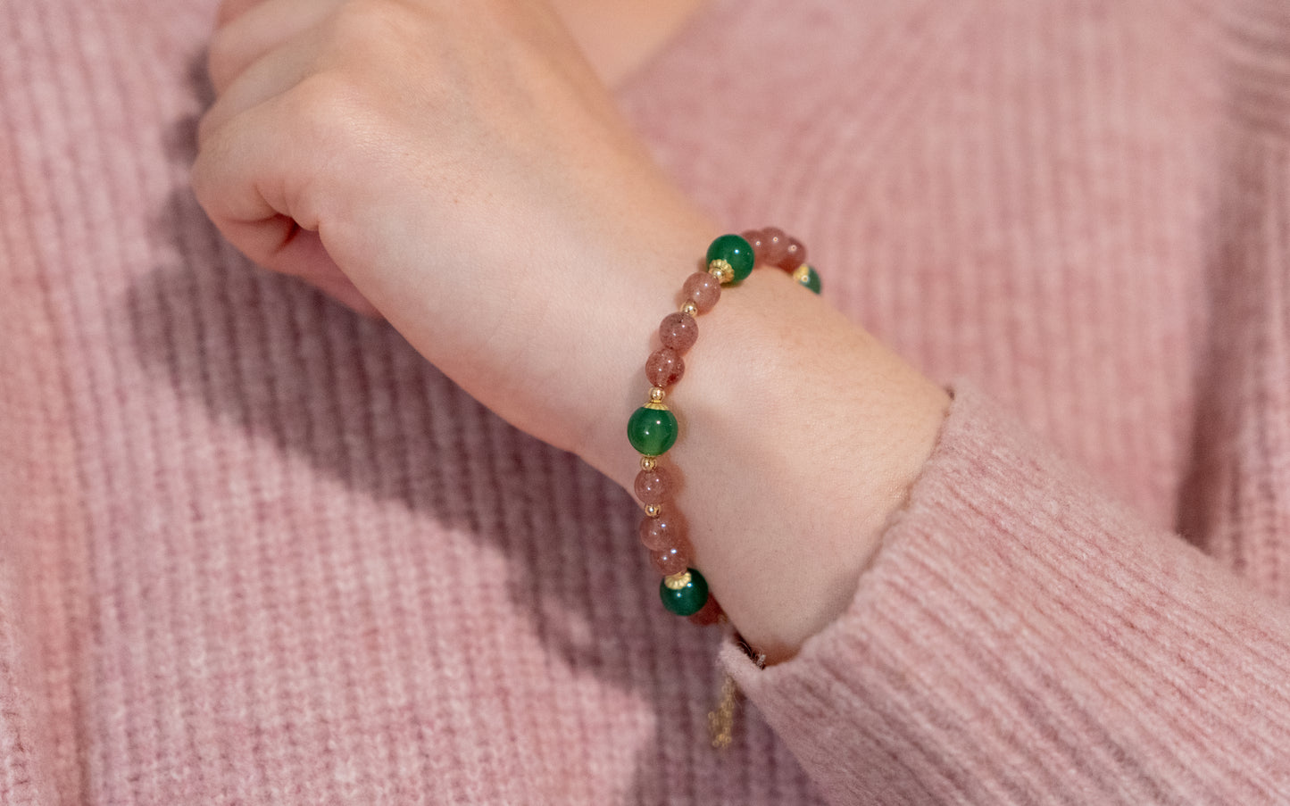 Strawberry Agate Blend Nature Stone Bracelet