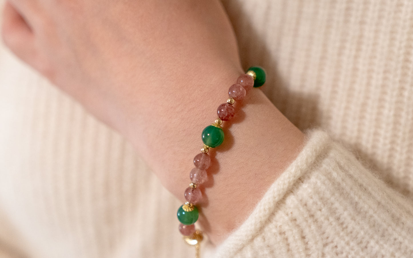 Strawberry Agate Blend Nature Stone Bracelet