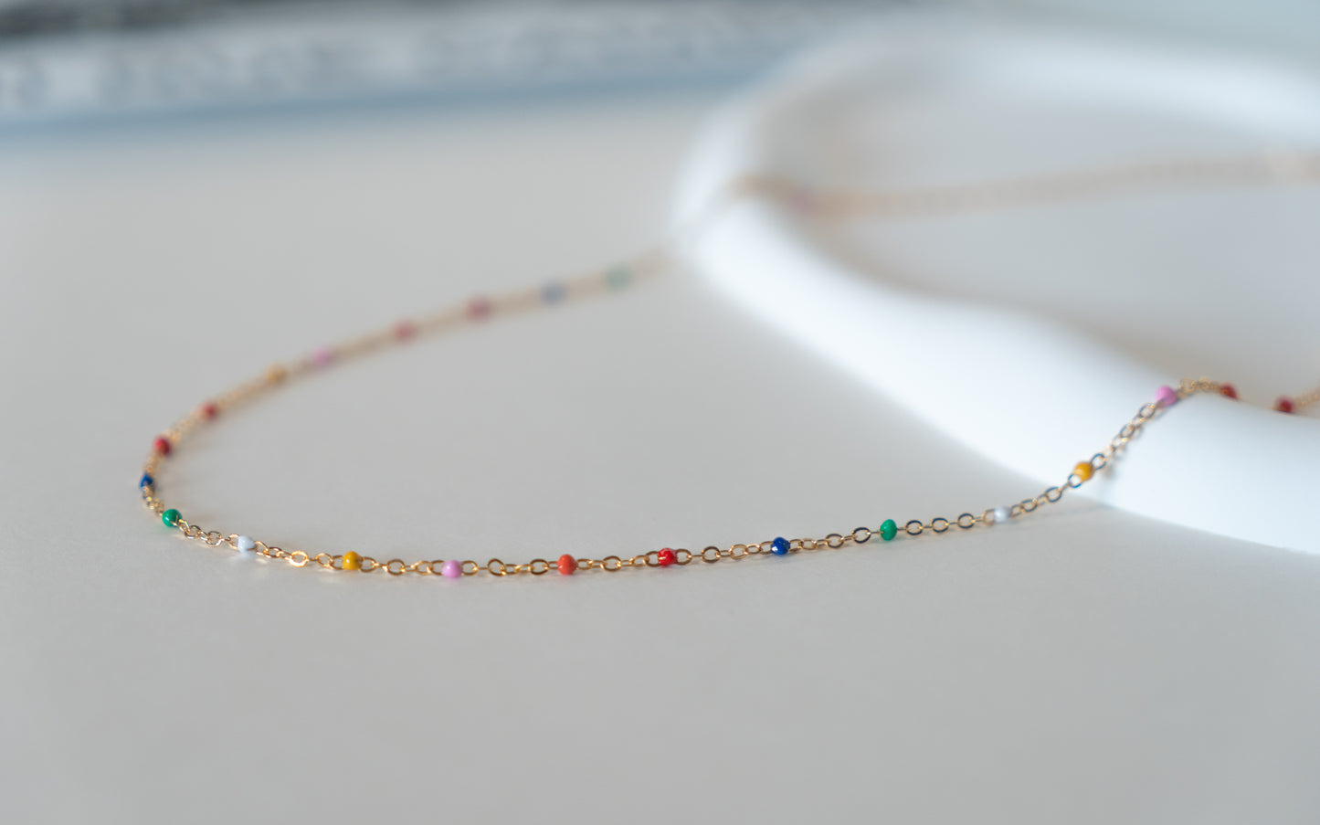 Dainty Rainbow Beaded Necklace