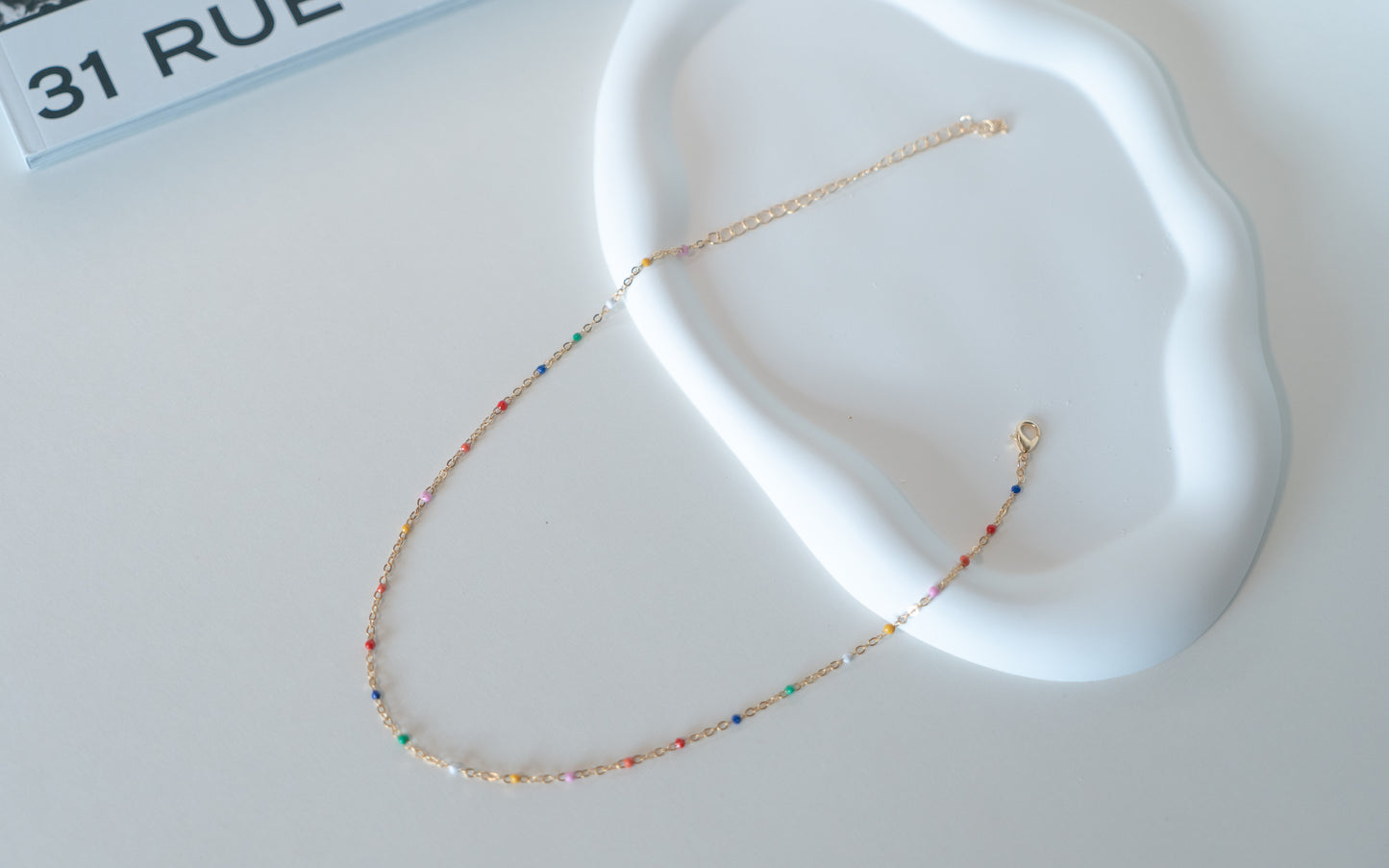 Dainty Rainbow Beaded Necklace